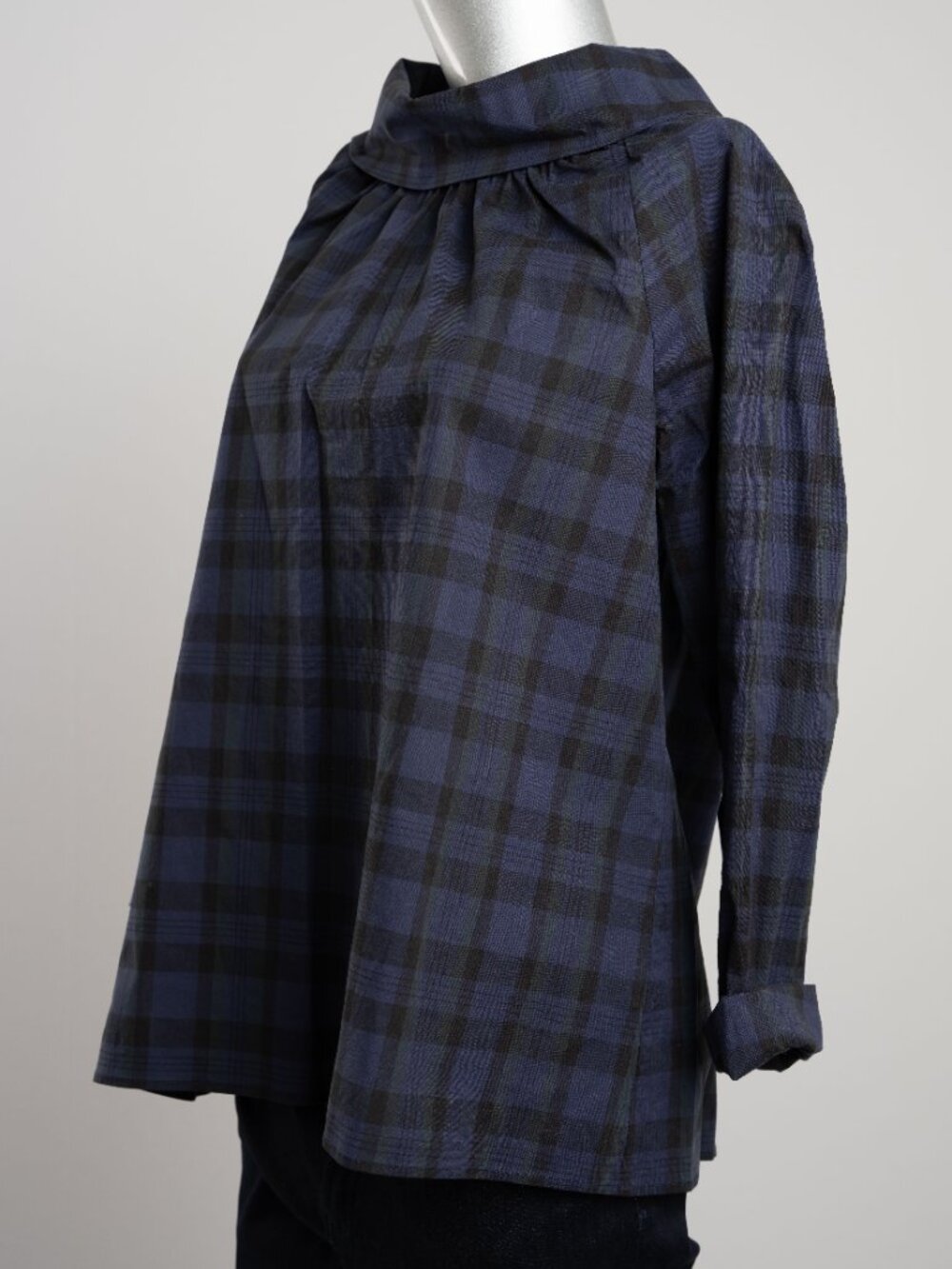 Sail to Sable Blackwatch Plaid Long Sleeve Cowl Neck Top - Picture 5 of 6